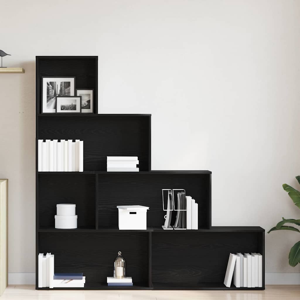 Book Cabinet Black Oak 155 x 24 x 160 cm Engineered Wood